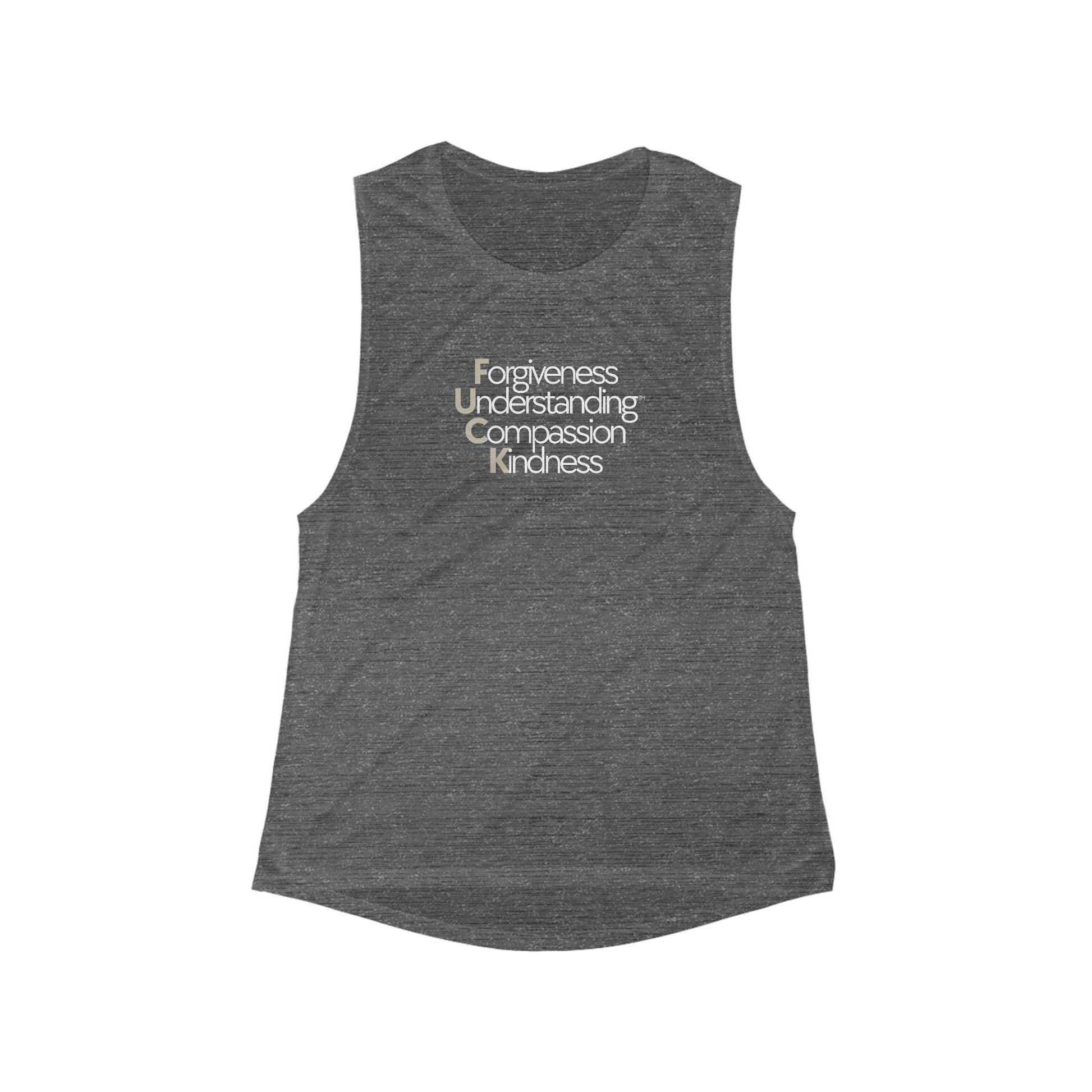 Inspirational Women's Flowy Muscle Tank - Forgiveness Understanding Compassion Kindness