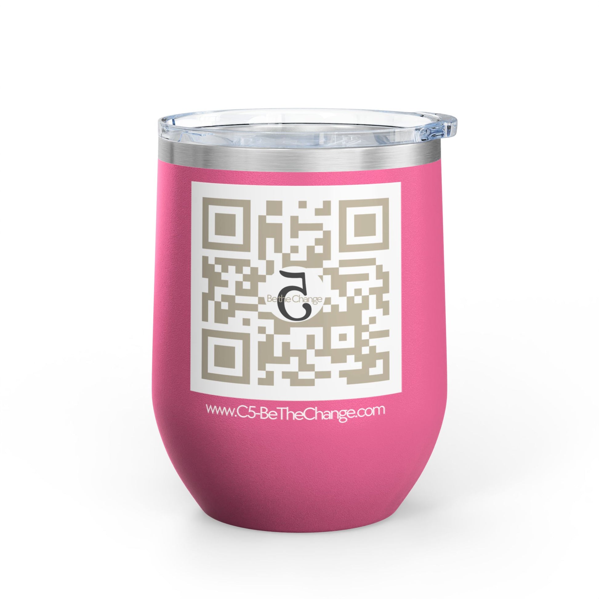12 oz Wine Tumbler with QR Code - Brave, Independent, Thankful, Creative, Happy