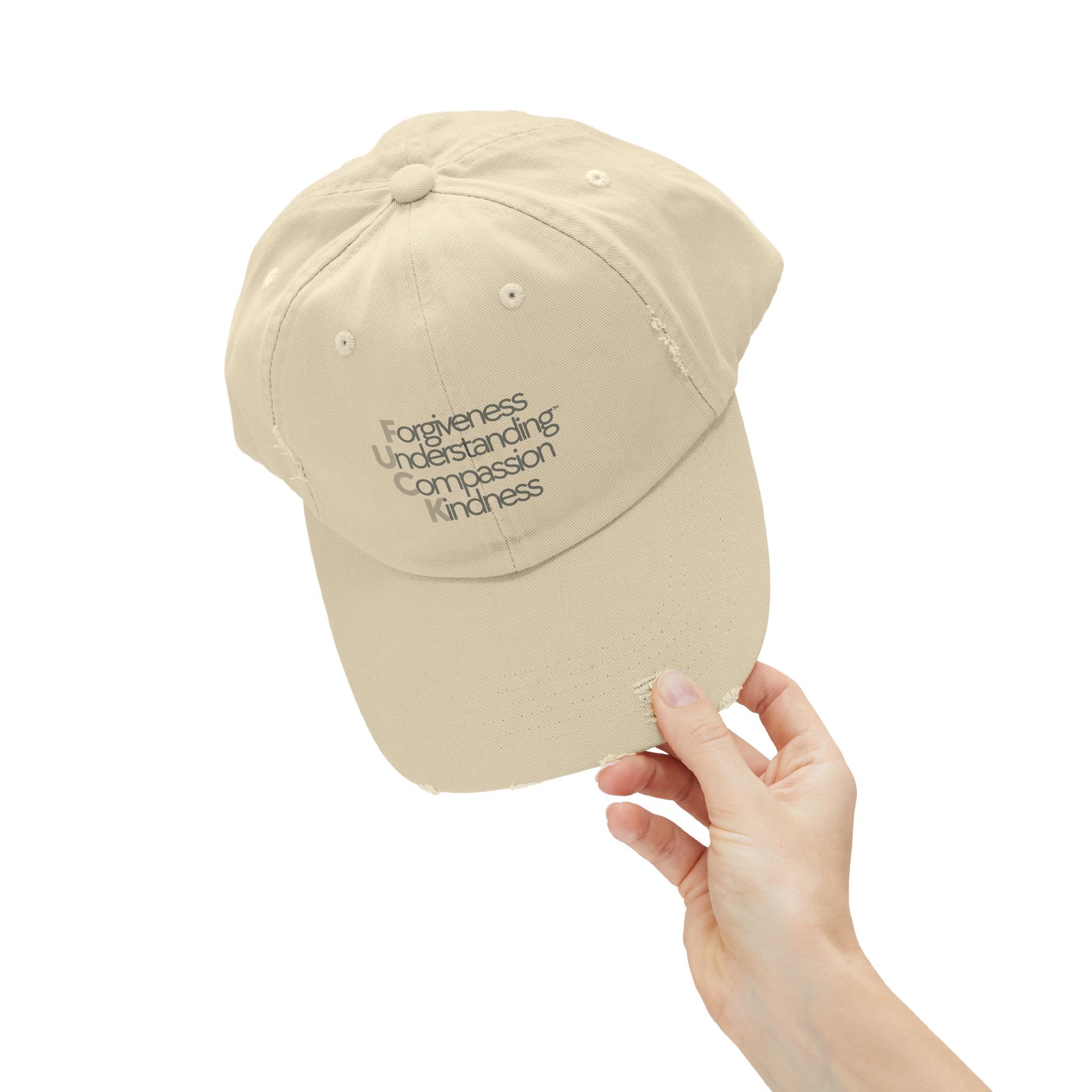 Unisex Distressed Cap - Forgiveness, Understanding, Compassion, Kindness