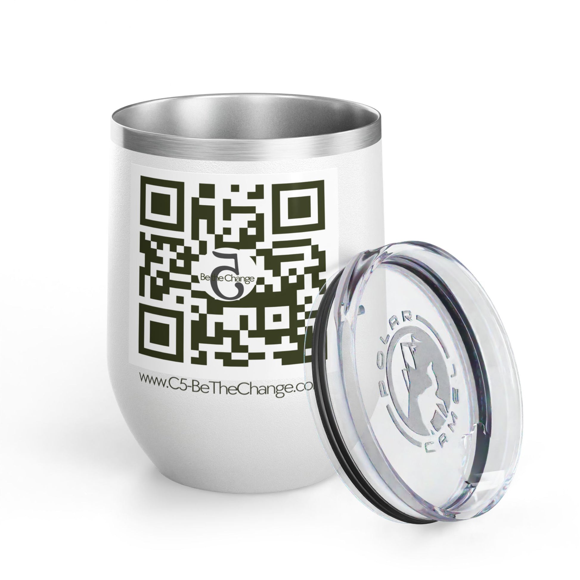 12 oz Wine Tumbler with QR Code - Forgiveness, Understanding, Compassion, Kindness