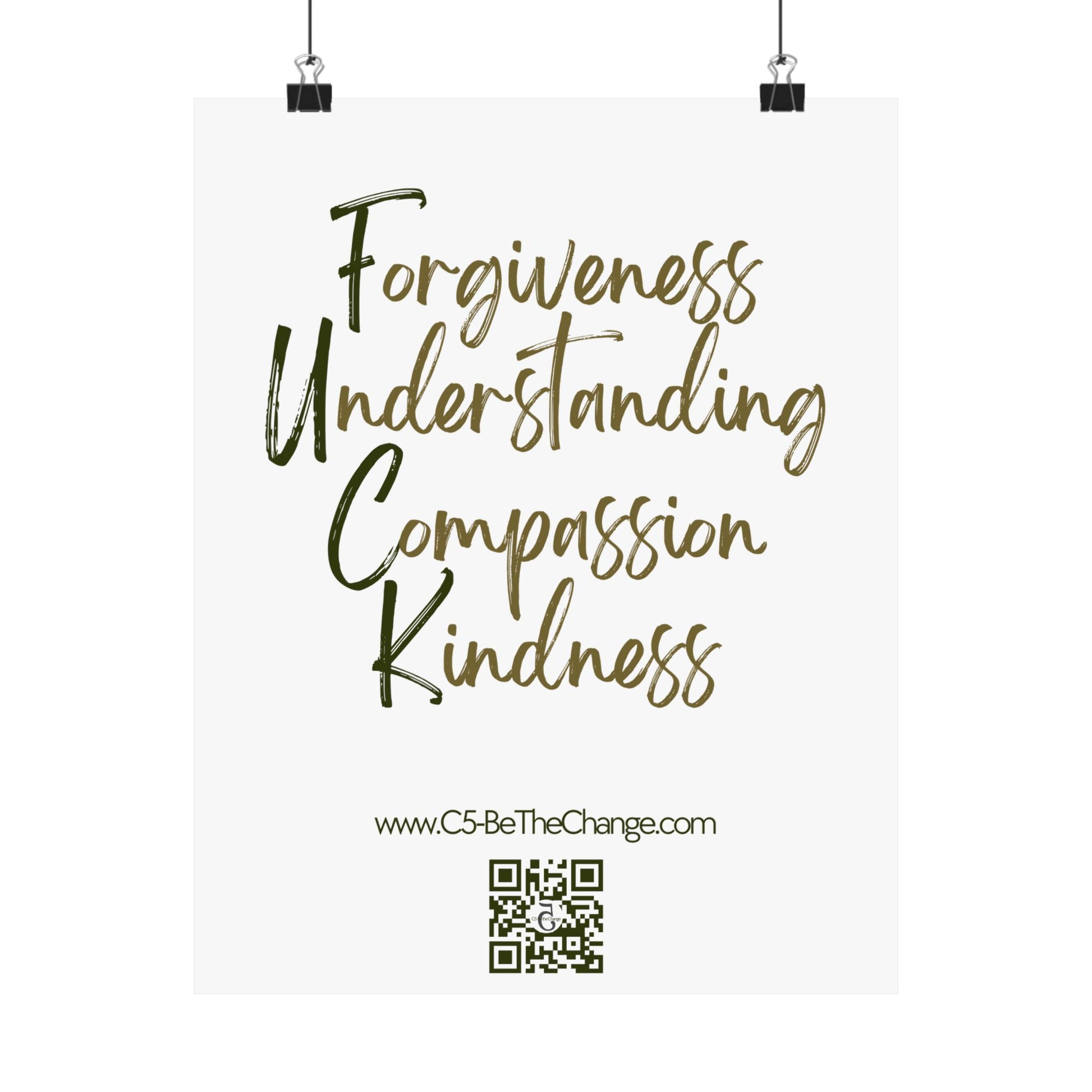 Matte Vertical Poster - 3 Sizes - Forgiveness, Understanding, Compassion, Kindness