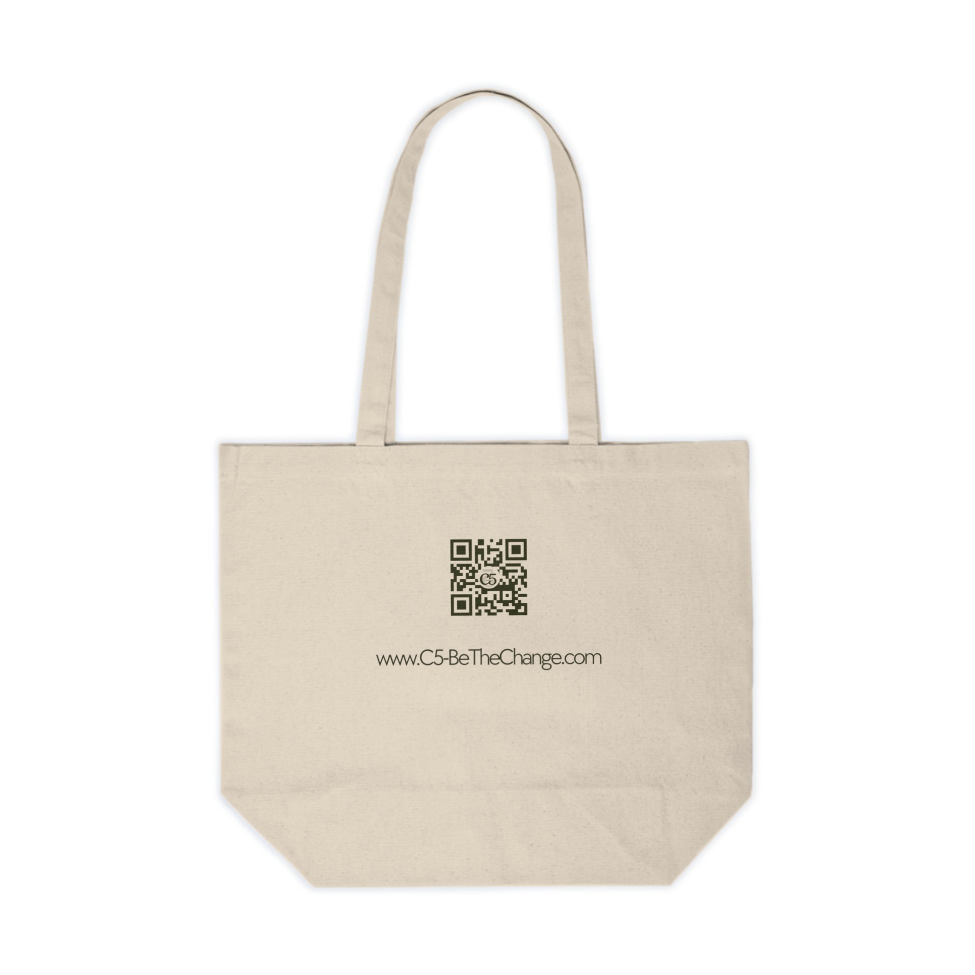 Canvas Tote w/ QR Code - Brave, Independent, Thankful, Creative, Happy