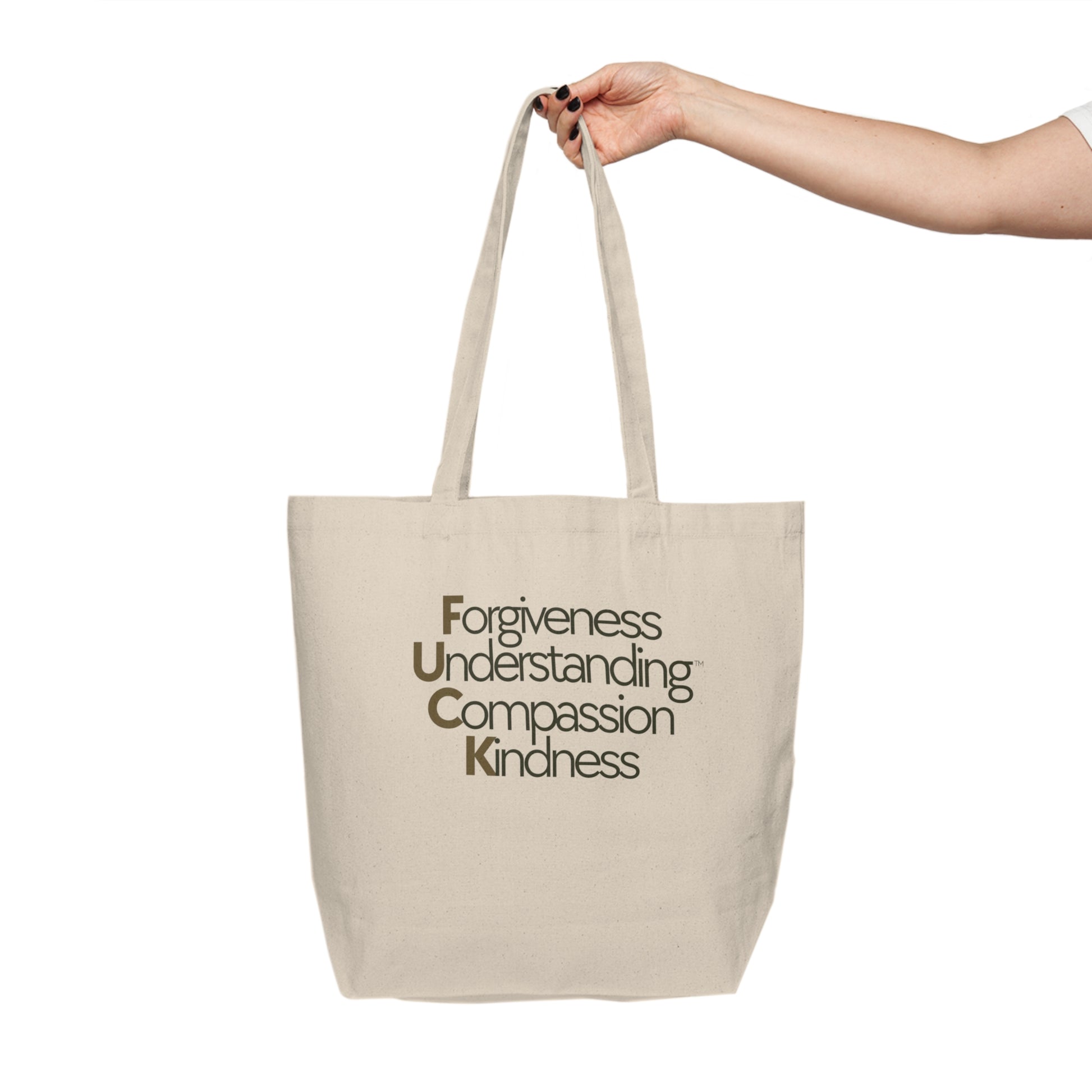 Canvas Tote w/ QR Code - Forgiveness, Understanding, Compassion, Kindness