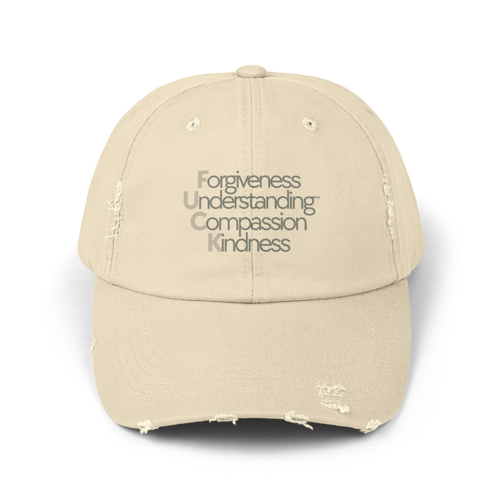 Unisex Distressed Cap - Forgiveness, Understanding, Compassion, Kindness