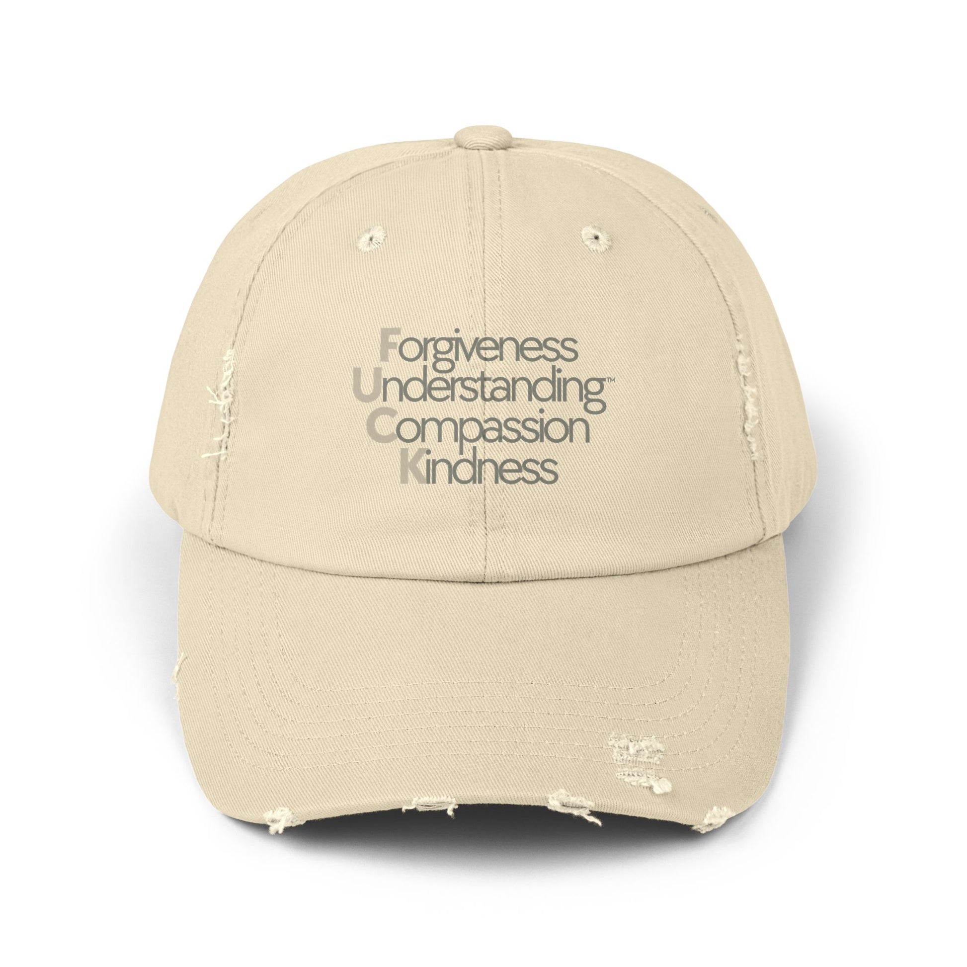Unisex Distressed Cap - Forgiveness, Understanding, Compassion, Kindness