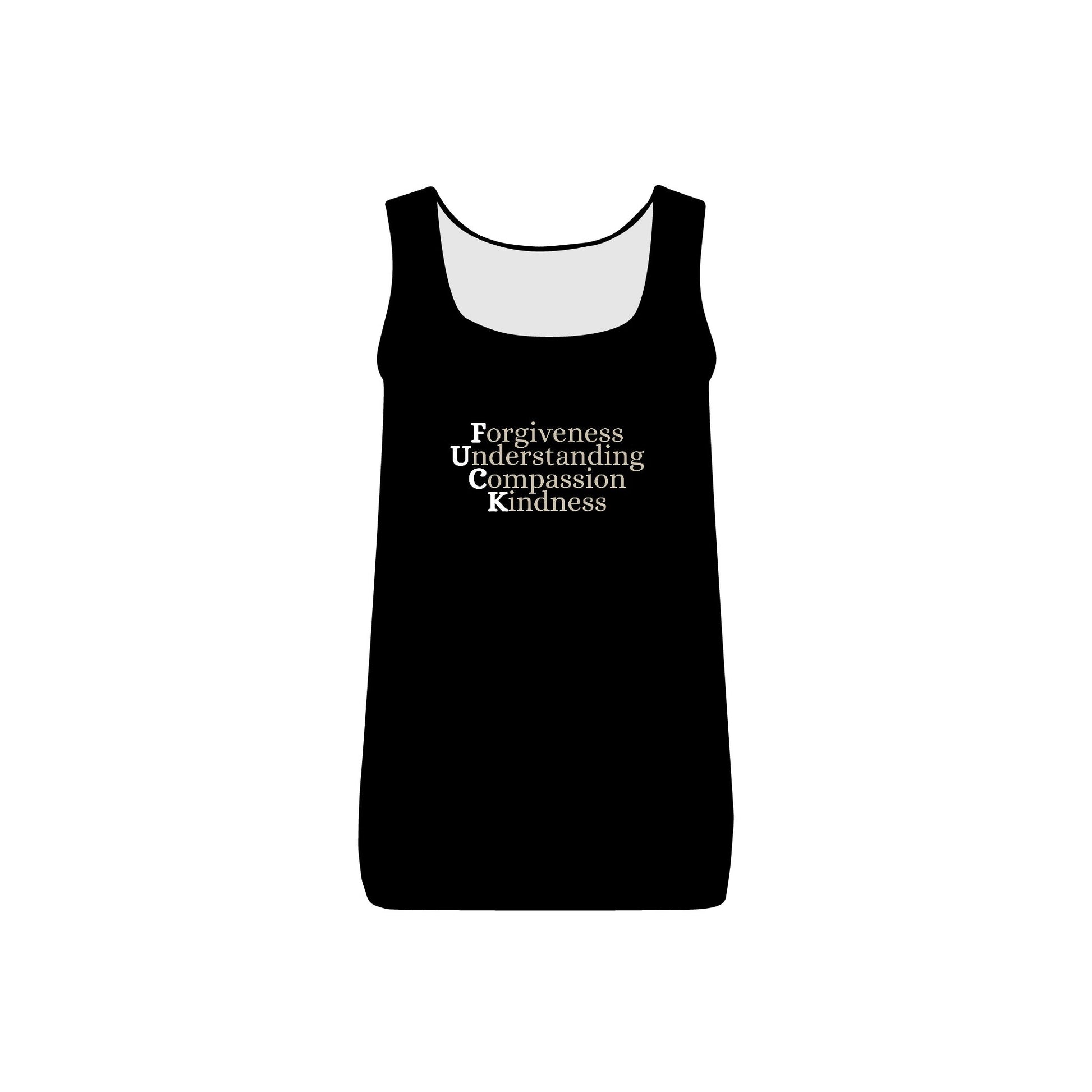 Women's Long Ribbed Tank - Forgiveness, Understanding, Compassion, Kindness