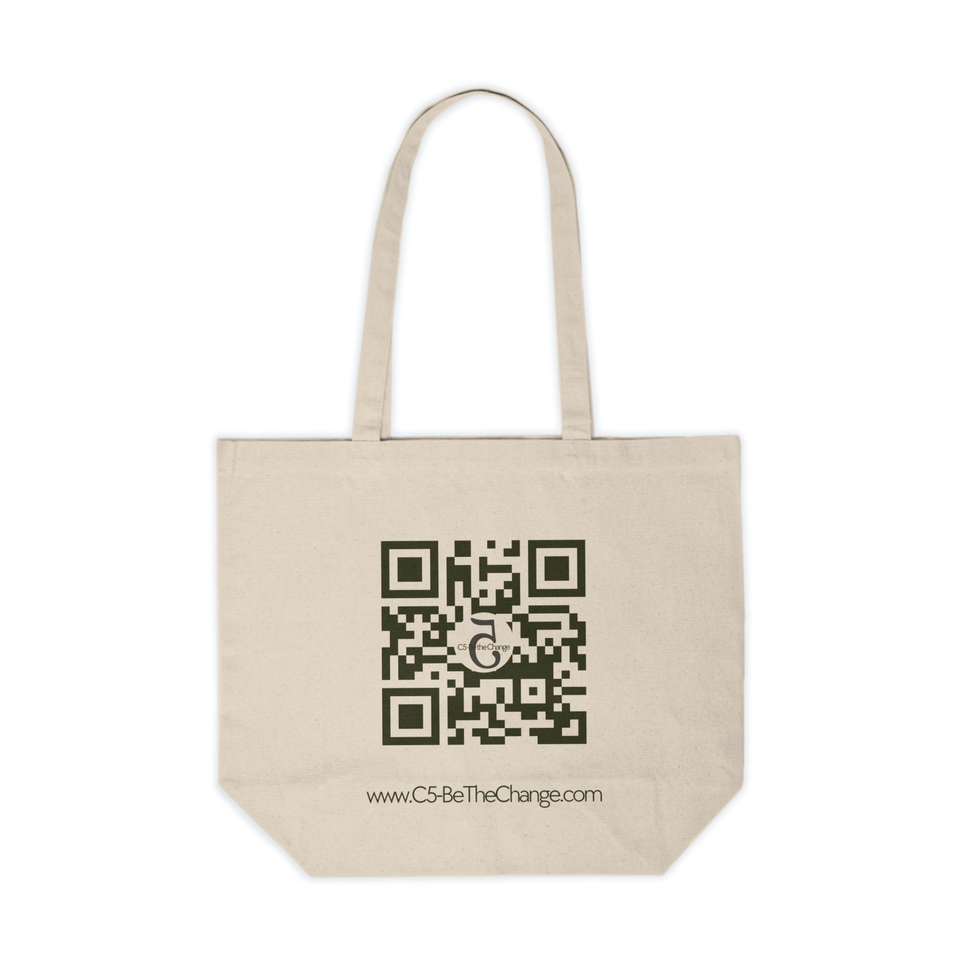 Canvas Tote w/ QR Code - Brave, Independent, Thankful, Creative, Happy