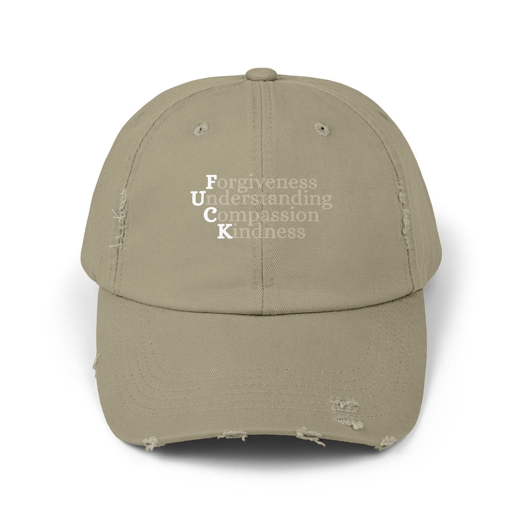 Unisex Distressed Cap - Forgiveness, Understanding, Compassion, Kindness