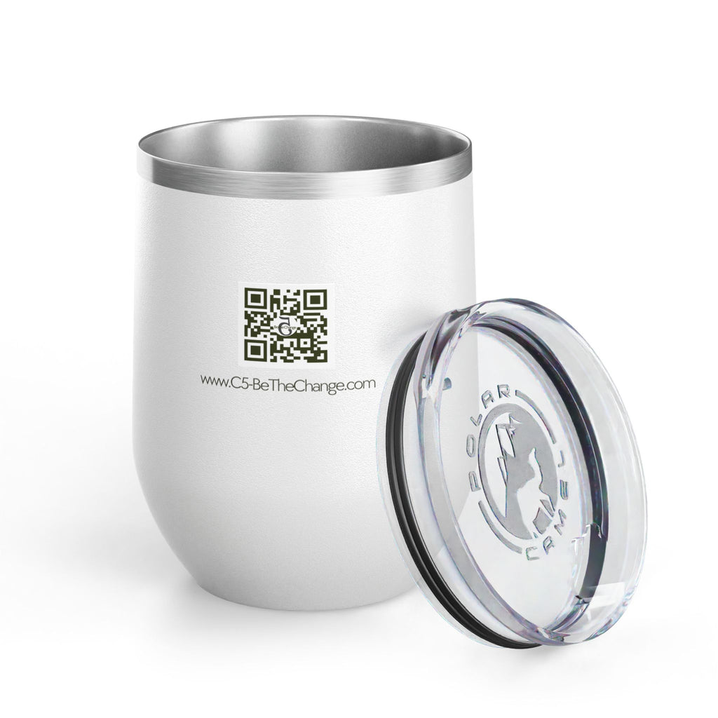 12 oz Wine Tumbler with QR Code - Forgiveness, Understanding, Compassion, Kindness