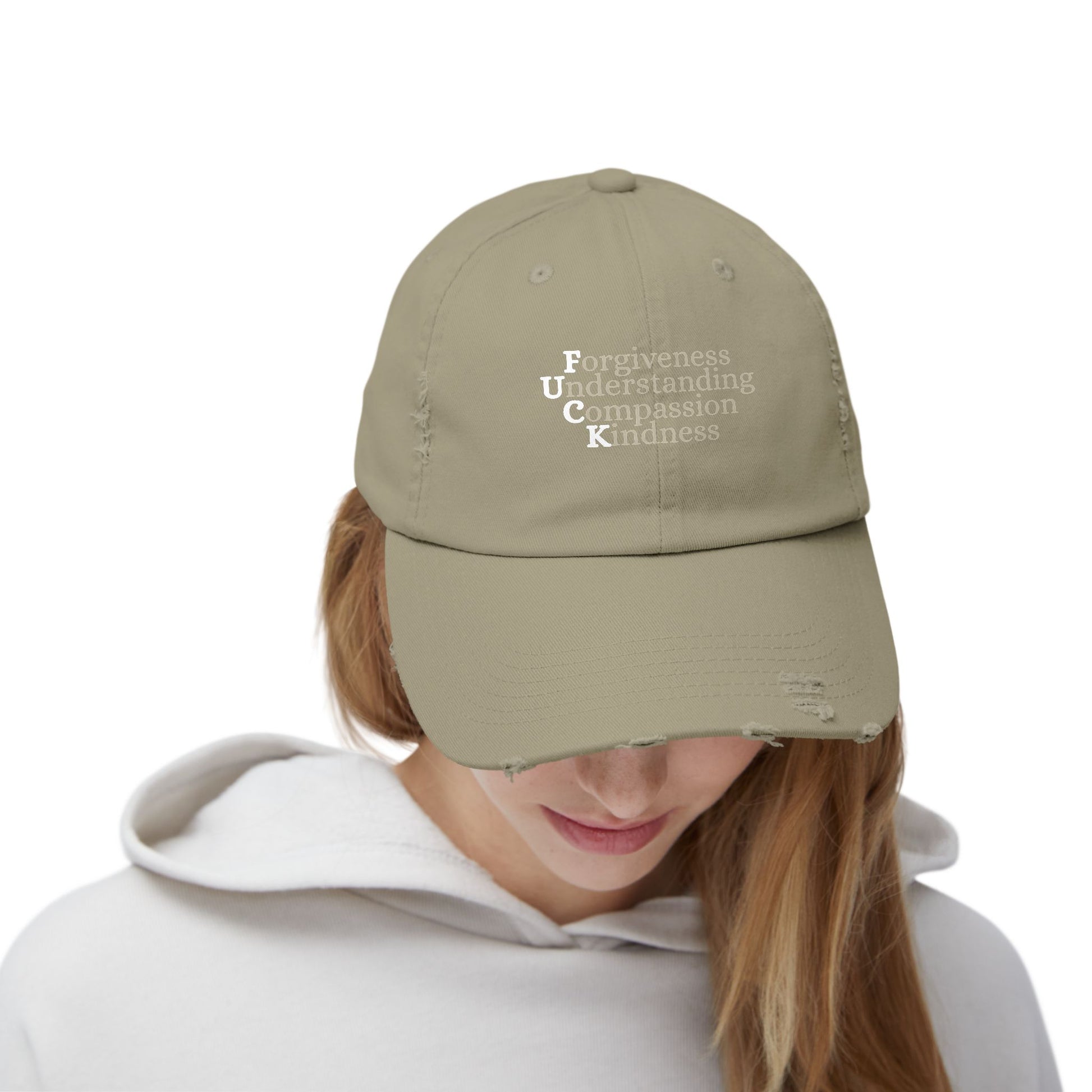 Unisex Distressed Cap - Forgiveness, Understanding, Compassion, Kindness