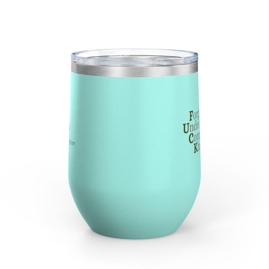 12 oz Wine Tumbler with QR Code - Forgiveness, Understanding, Compassion, Kindness