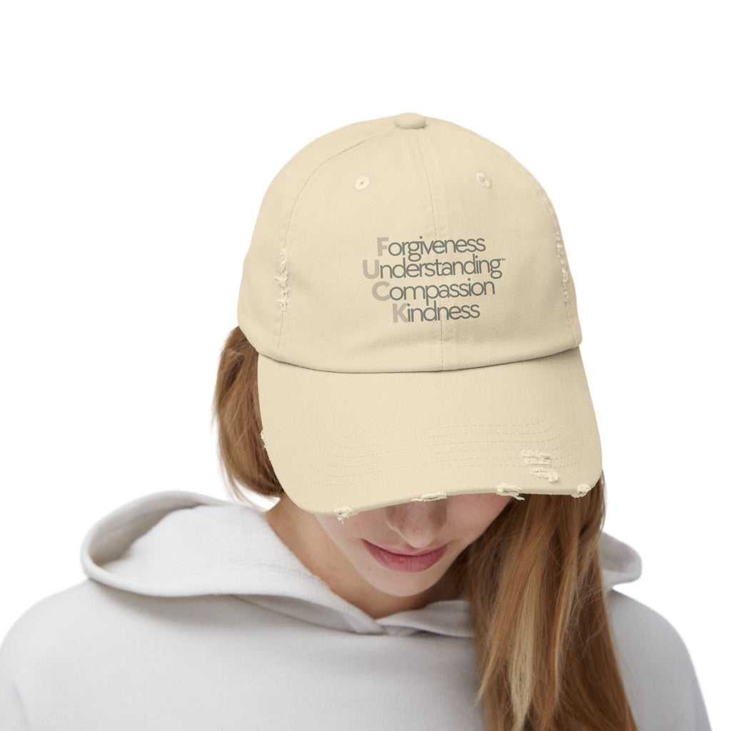 Unisex Distressed Cap - Forgiveness, Understanding, Compassion, Kindness