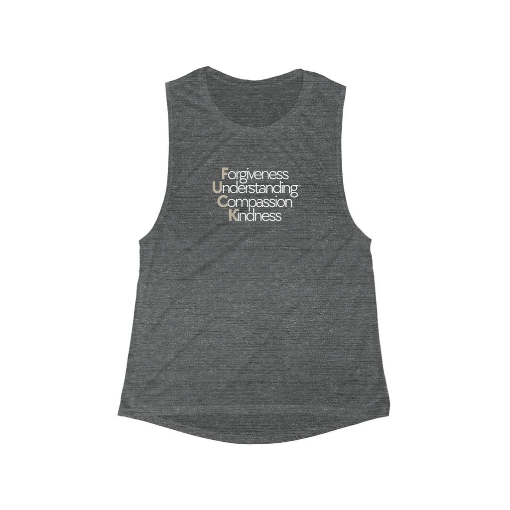 Inspirational Women's Flowy Muscle Tank - Forgiveness Understanding Compassion Kindness