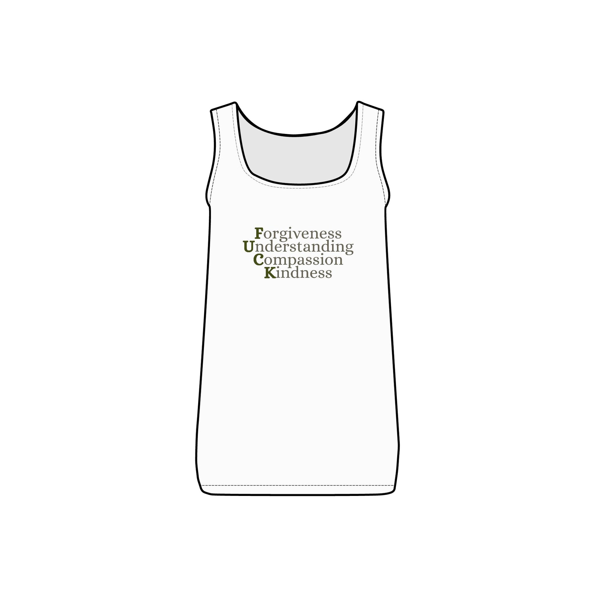 Women's Long Ribbed Tank - Forgiveness, Understanding, Compassion, Kindness